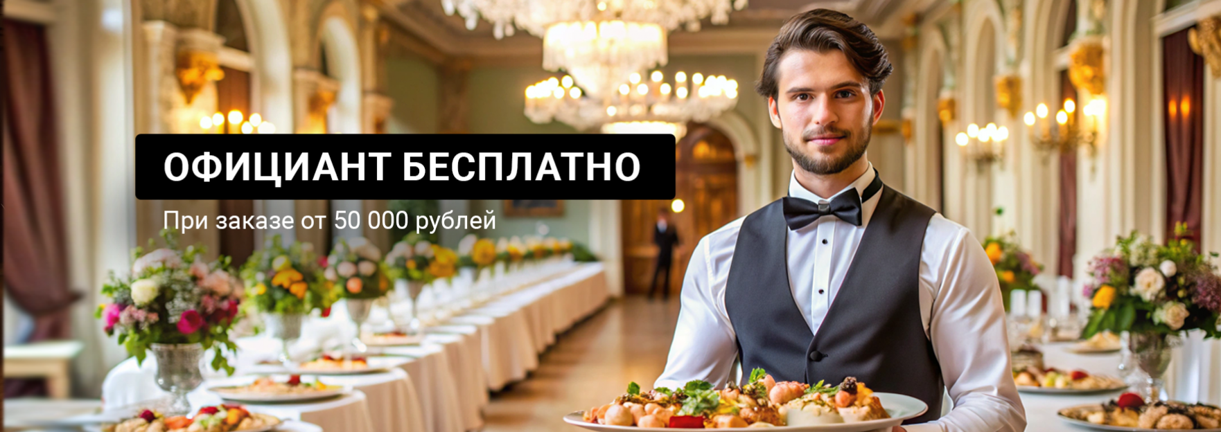 Бесплатный официант при заказе от 50 тыс.