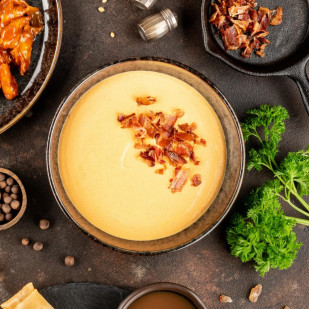 Морковный крем-суп с беконом