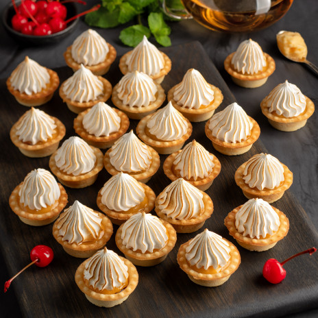 Сладкие тарталетки с лимонным курдом и меренгой